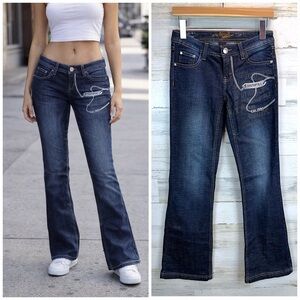Southpole Y2K Low Rise Bootcut Jeans Logo Graphic Early 2000s Denim Size 27